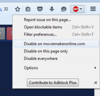 ปิด AdBlock Plus สำหรับ moviemakeronline.com ใน Firefox