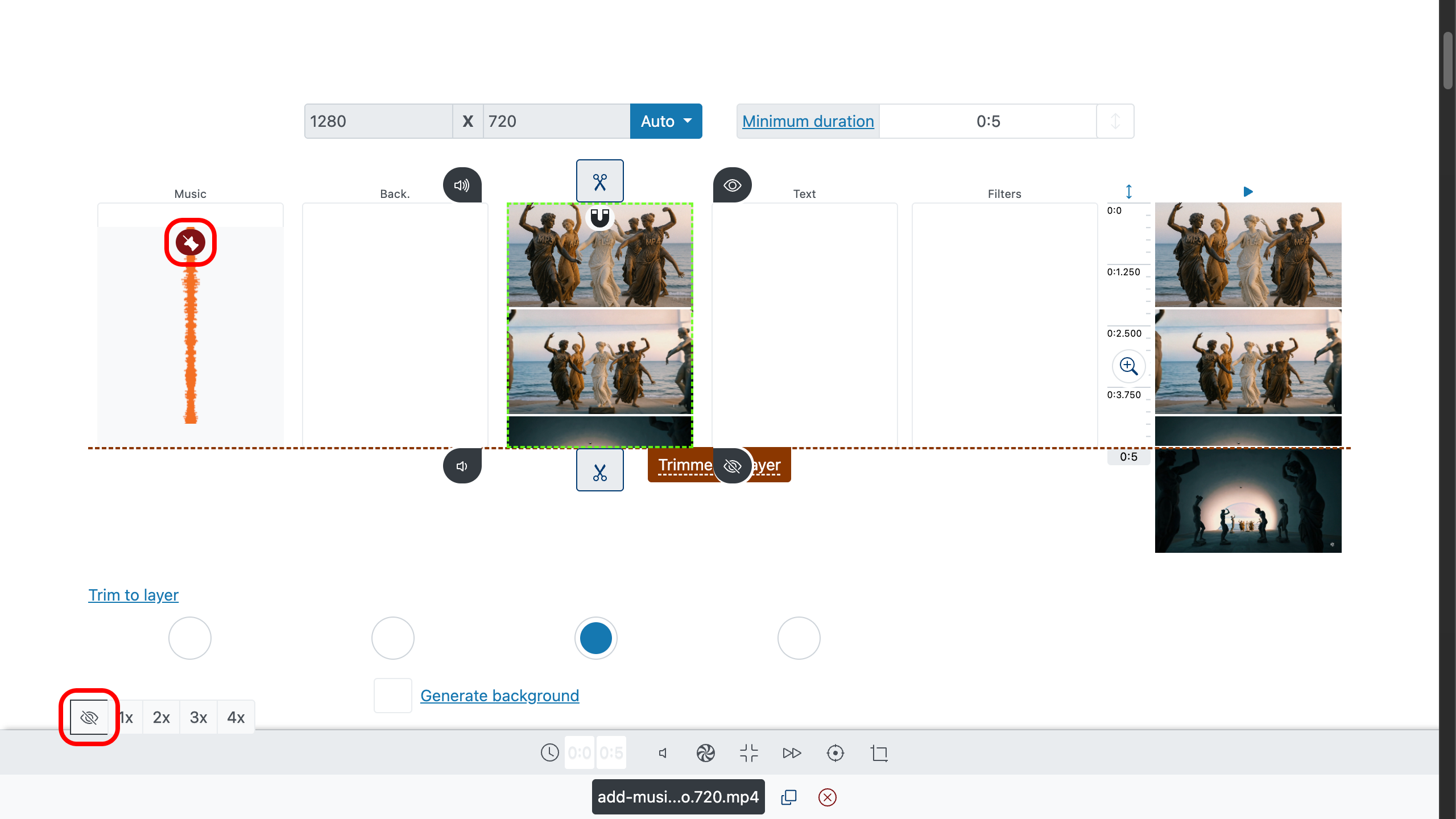 Add music to video - pin to a specific timecode